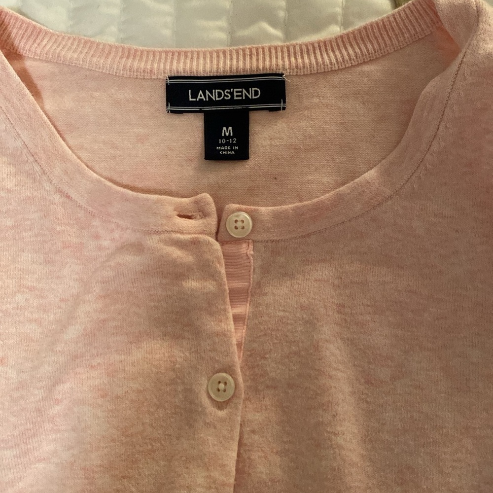 Lands End Ladies light pink cardigan sweater